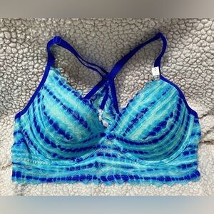 PINK By Victoria's Secret Blue Lace Lined Racerback Style Size L